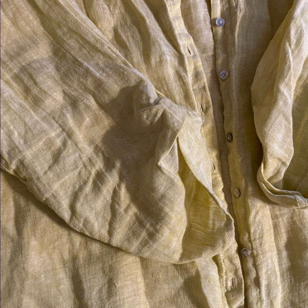 Tahari Yellow Button Down Shirt - Picture 3 of 4